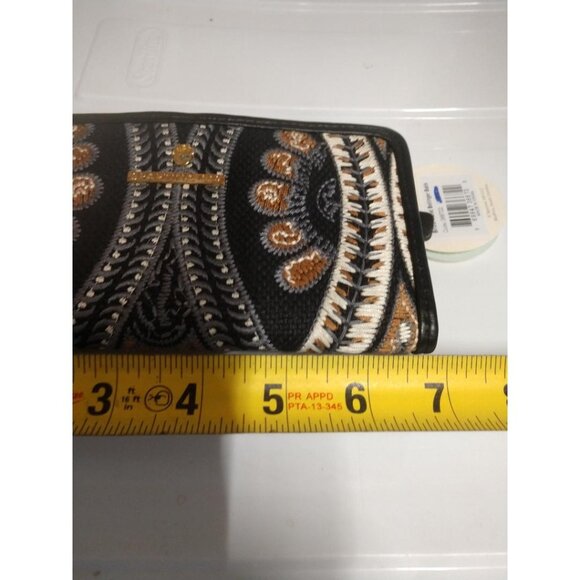 Spartina 449 Bellinger Batik Bifold Wallet Natural Linen & Leather RFID Protecte - Picture 1 of 5